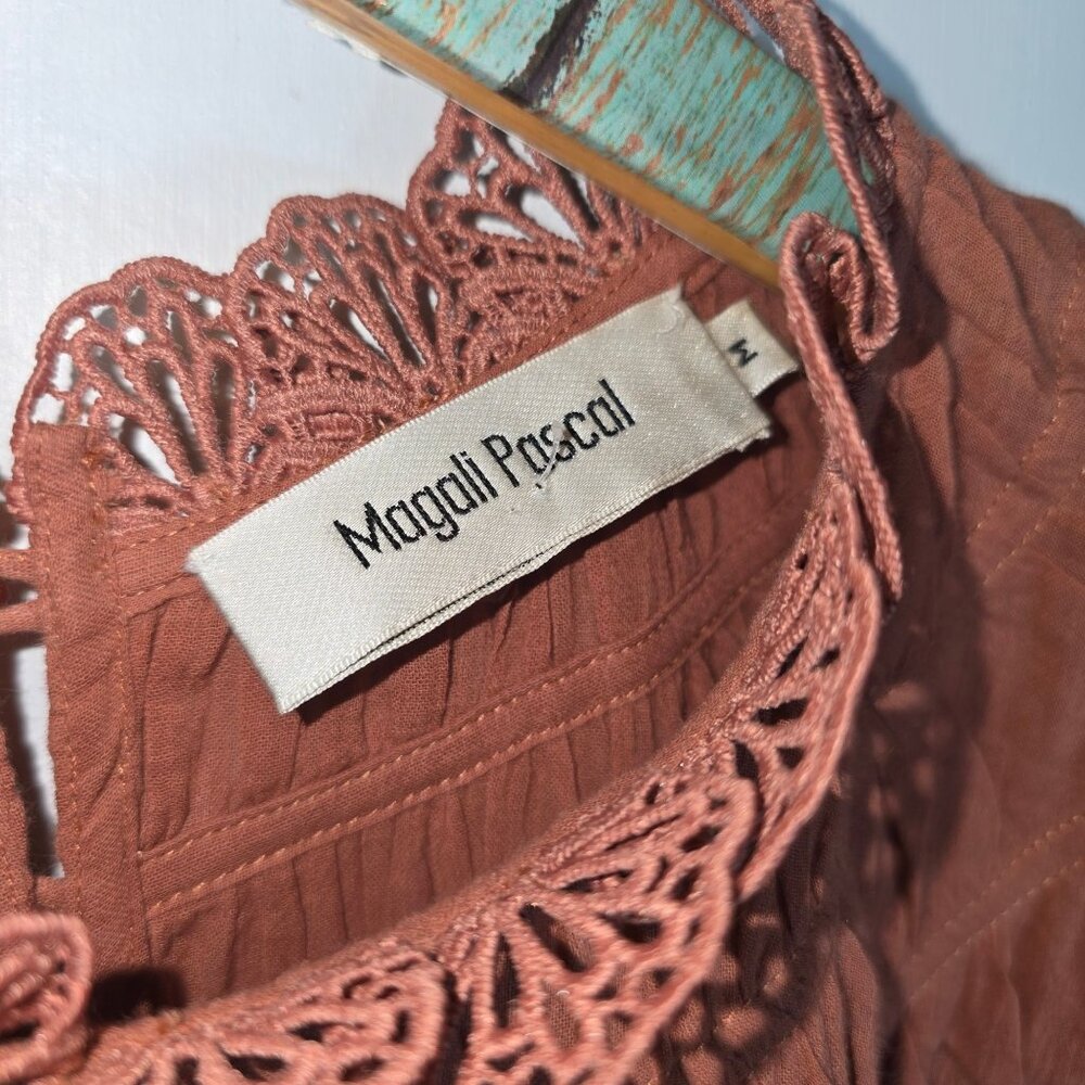 Magali Pascal Giselle Pink Nude Gauzy Seersucker Dress Sz M/8 - Picture 12 of 12